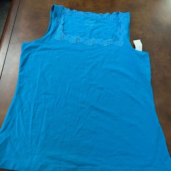 Talbots Lace Dark Aqua Blue Sleeveless Tank Top Size L NWT - Picture 2 of 4